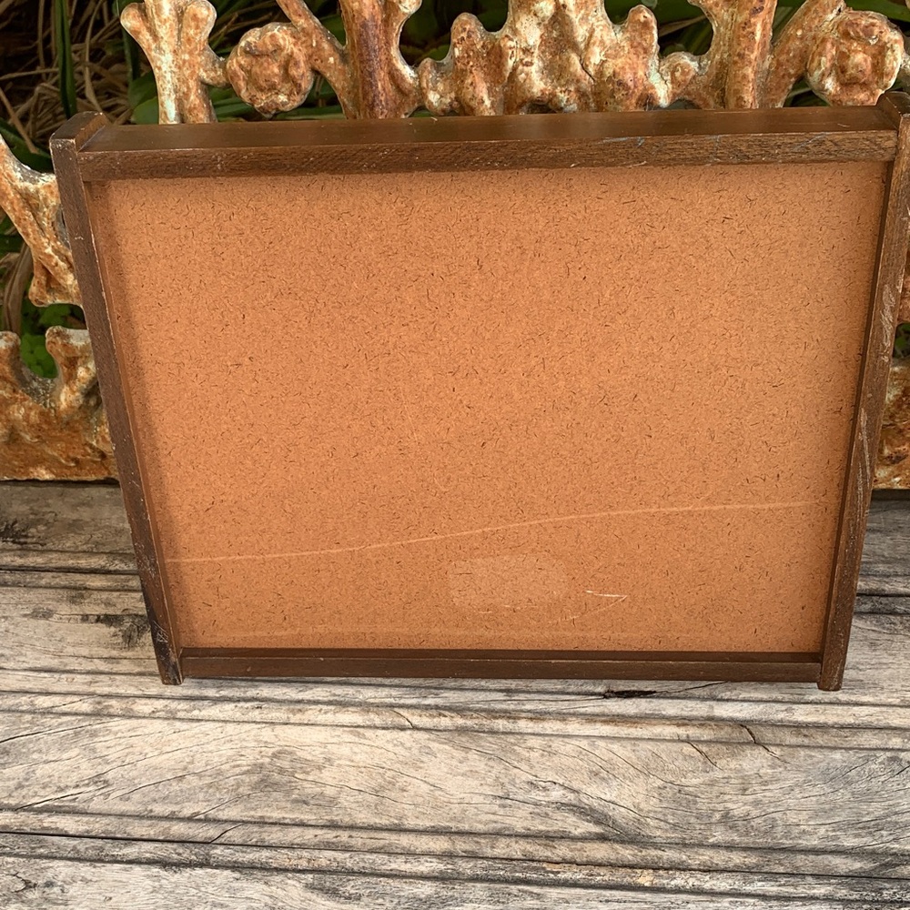Vintage Glass Framed Dove Cross-Stitch Wooden Tray - Picture 9 of 11